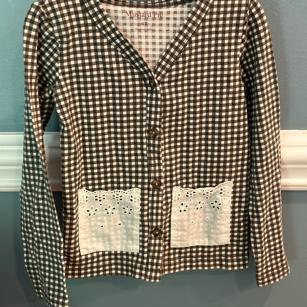 Mustard Pie Brown Checkered Cardigan - Picture 1 of 3